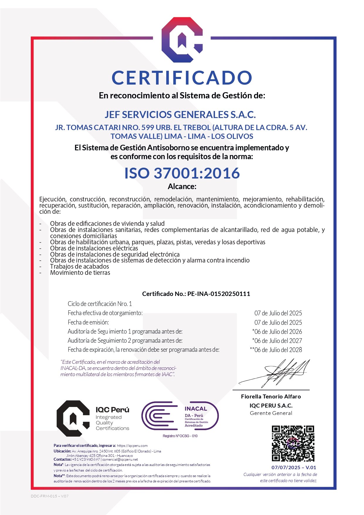 ISO 37001 certificación